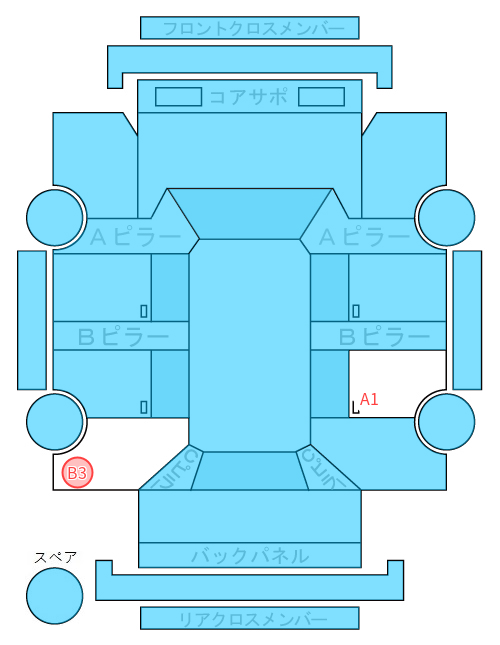 Body condition diagram (damage marks, Japanese labels)