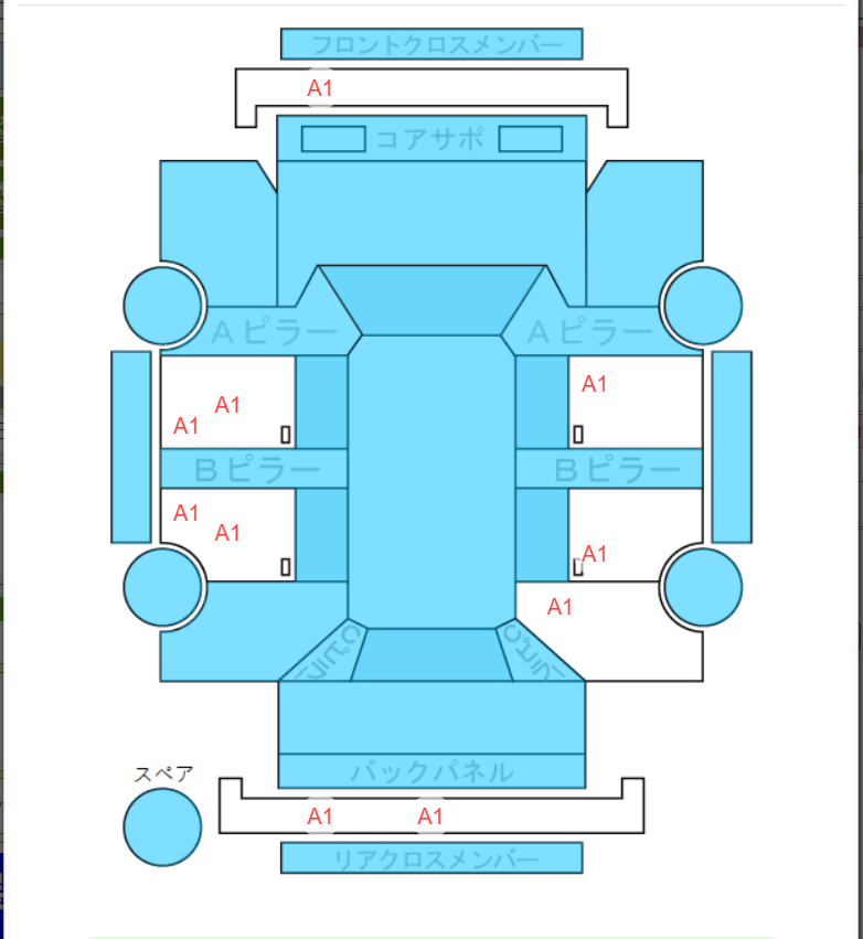 Body condition diagram (damage marks, Japanese labels)