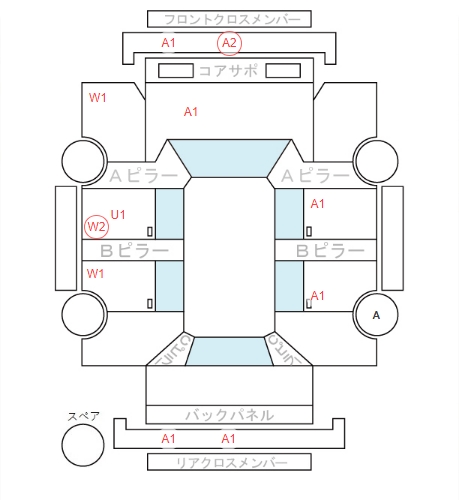 Body condition diagram (damage marks, Japanese labels)