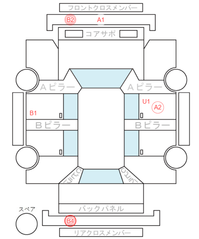 Body condition diagram (damage marks, Japanese labels)