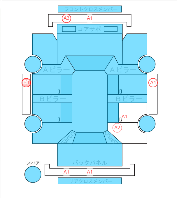 Body condition diagram (damage marks, Japanese labels)