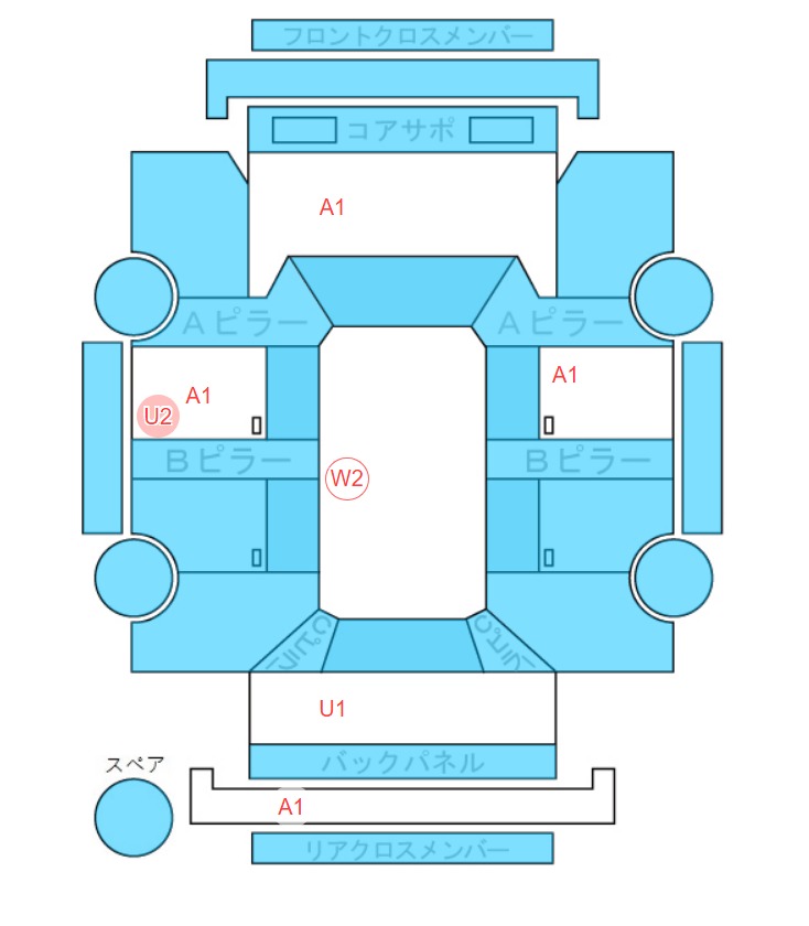 Body condition diagram (damage marks, Japanese labels)