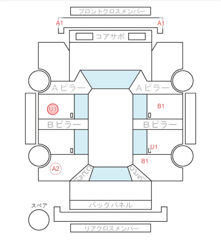 Body condition diagram (damage marks, Japanese labels)