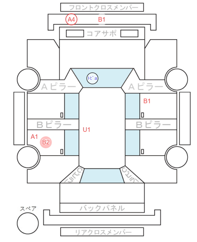 Body condition diagram (damage marks, Japanese labels)