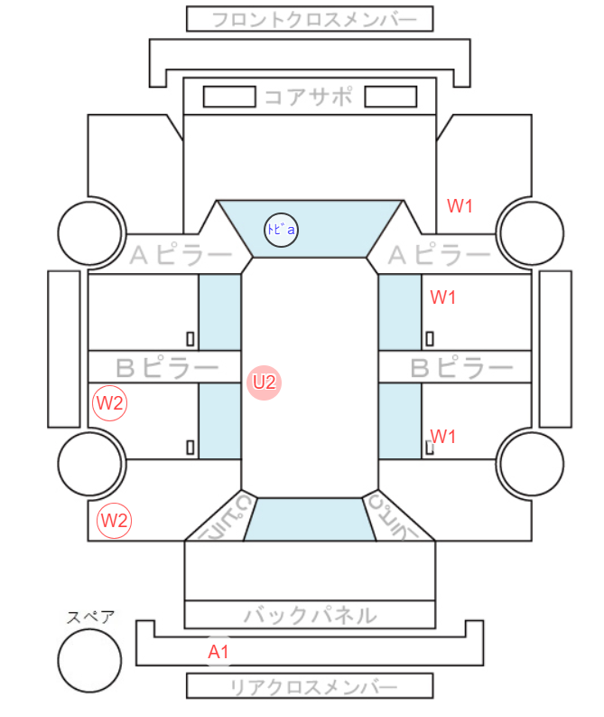Body condition diagram (damage marks, Japanese labels)