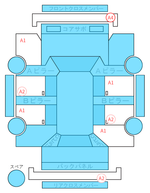 Body condition diagram (damage marks, Japanese labels)