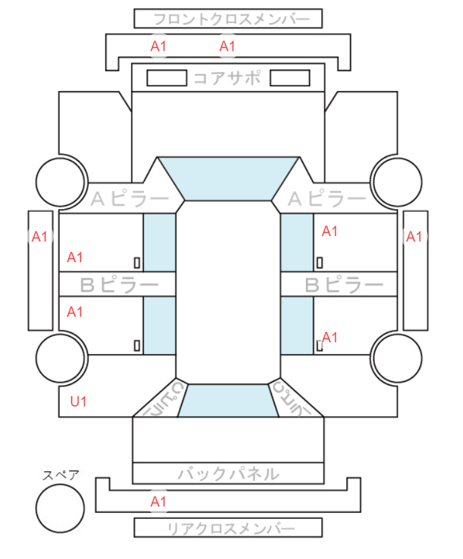 Body condition diagram (damage marks, Japanese labels)