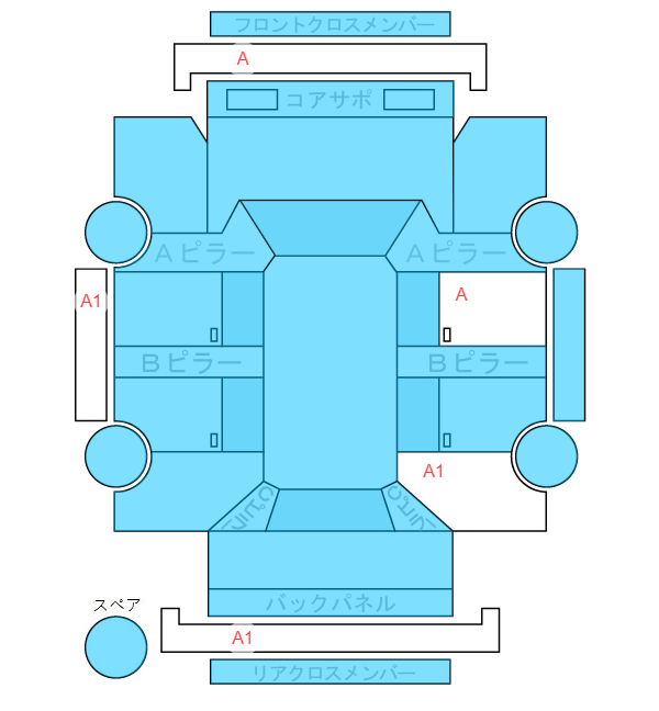 Body condition diagram (damage marks, Japanese labels)