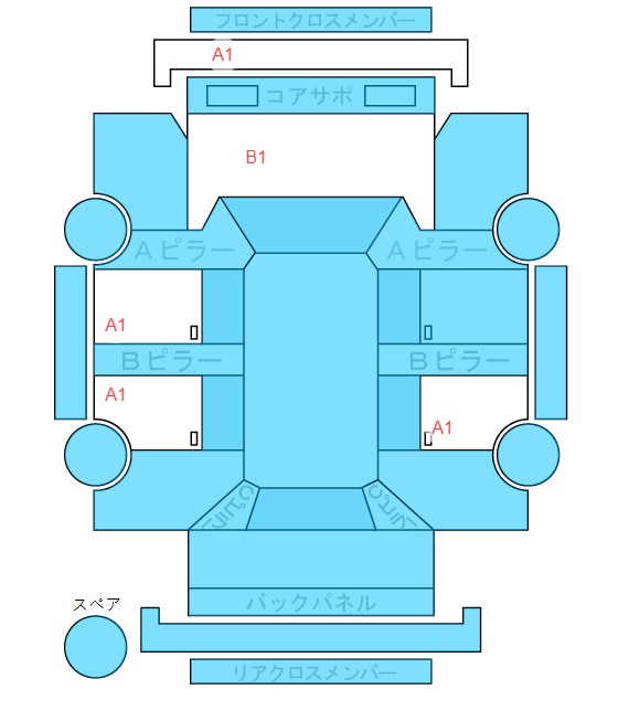 Body condition diagram (damage marks, Japanese labels)