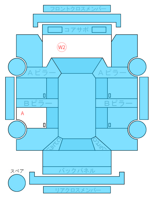 Body condition diagram (damage marks, Japanese labels)