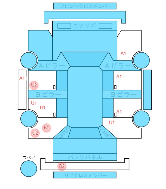 Body condition diagram (damage marks, Japanese labels)