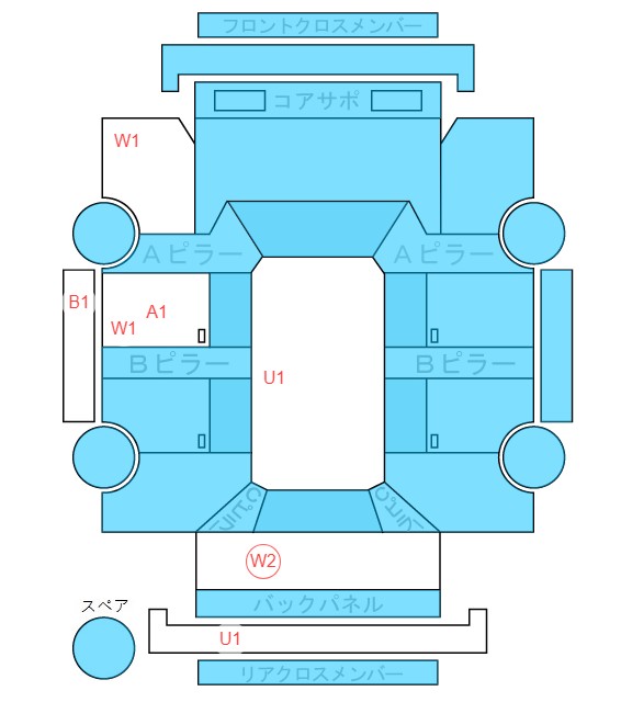 Body condition diagram (damage marks, Japanese labels)