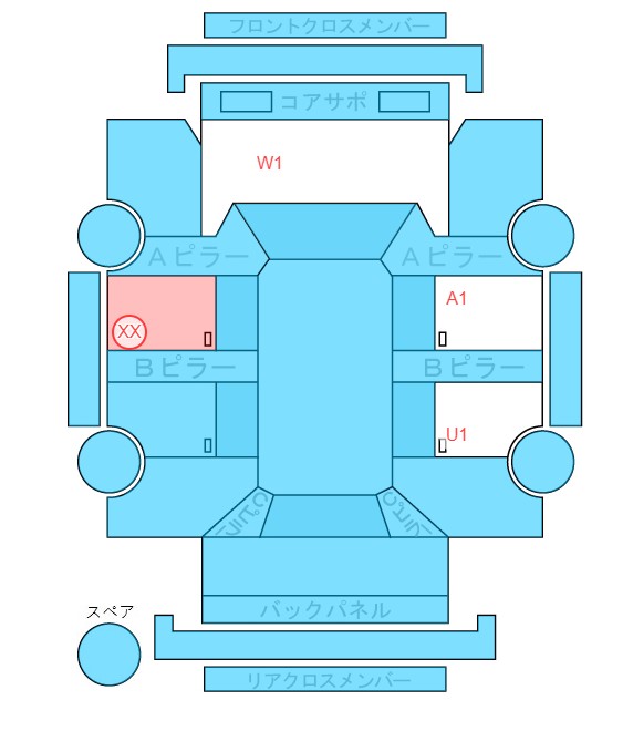 Body condition diagram (damage marks, Japanese labels)