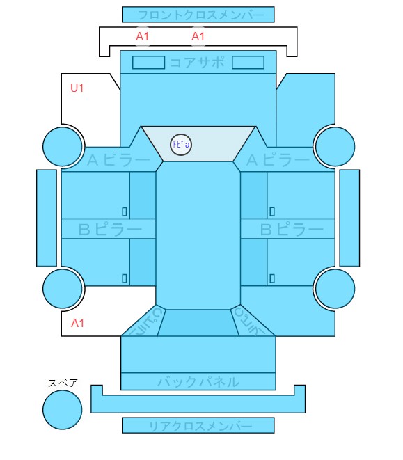 Body condition diagram (damage marks, Japanese labels)