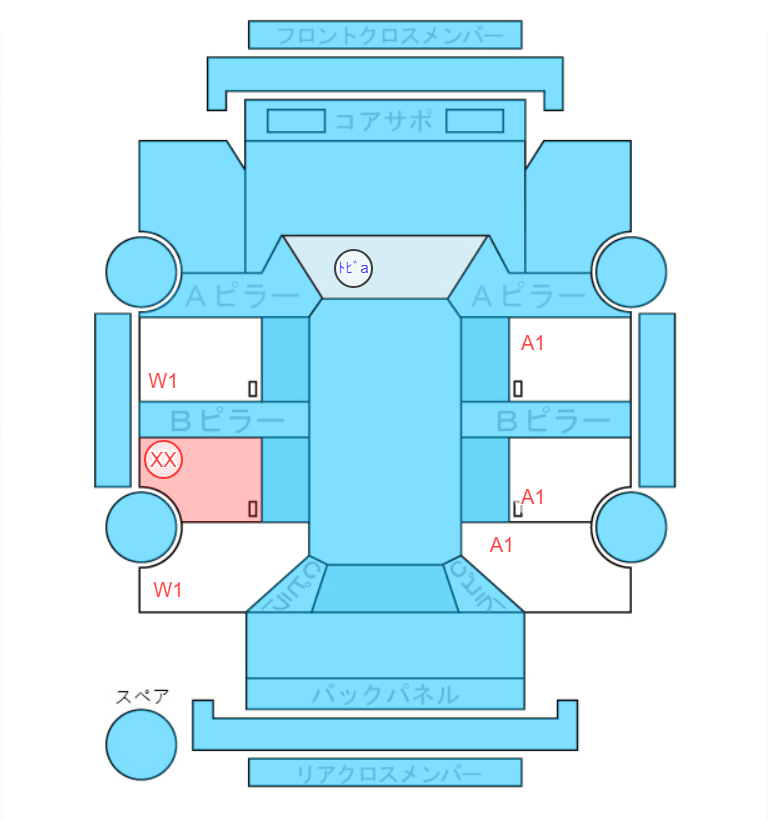 Body condition diagram (damage marks, Japanese labels)