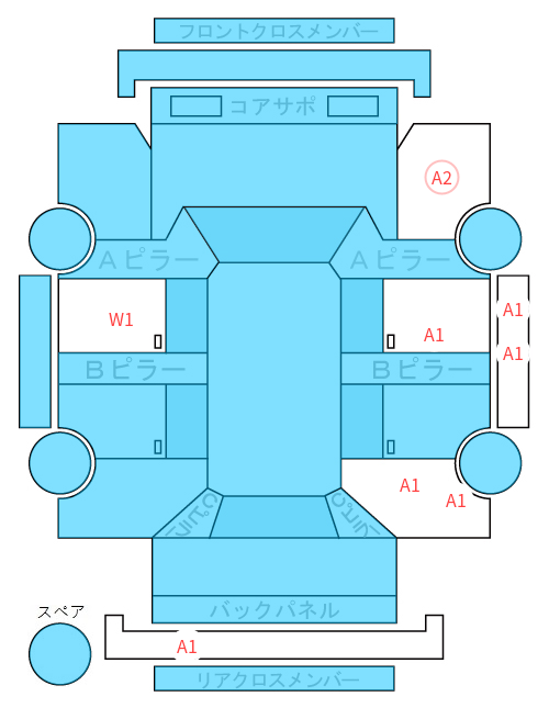 Body condition diagram (damage marks, Japanese labels)
