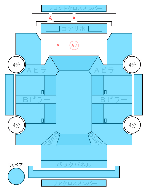 Body condition diagram (damage marks, Japanese labels)