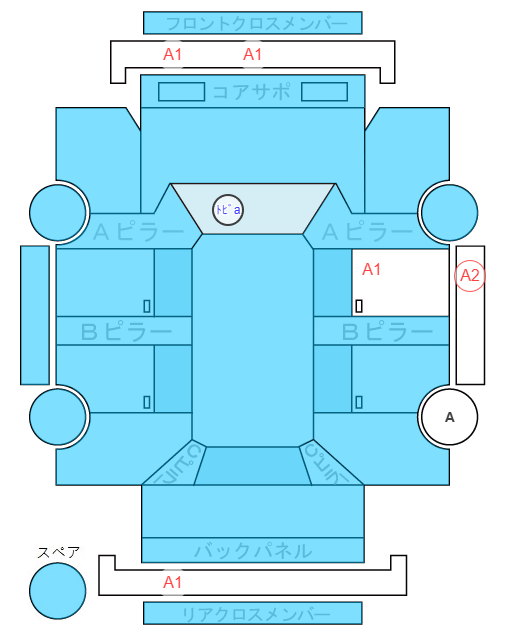 Body condition diagram (damage marks, Japanese labels)