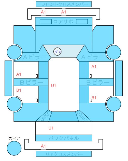 Body condition diagram (damage marks, Japanese labels)