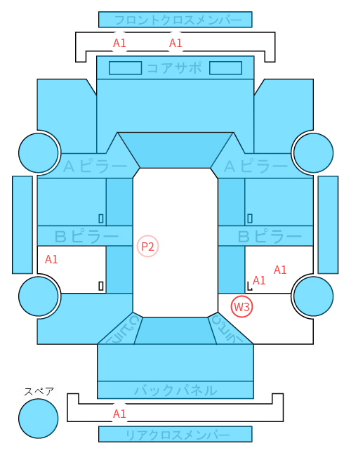 Body condition diagram (damage marks, Japanese labels)