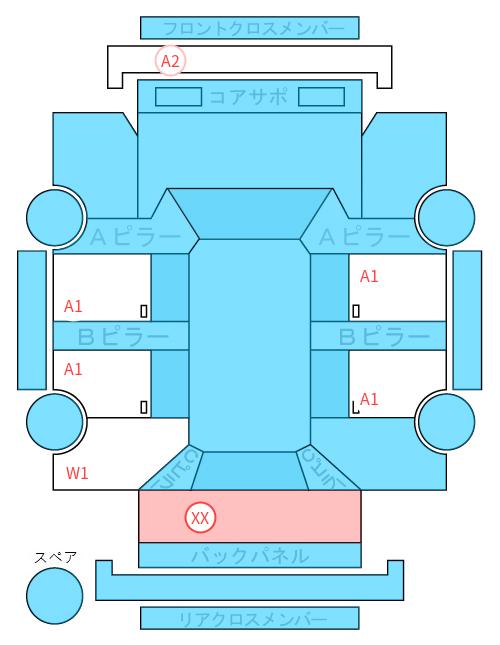 Body condition diagram (damage marks, Japanese labels)