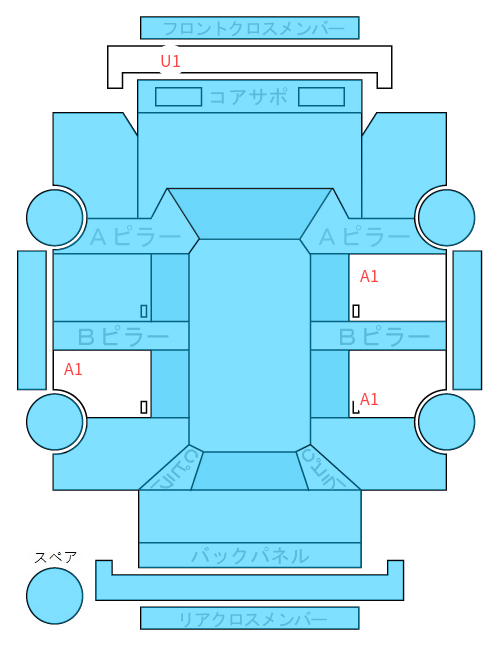 Body condition diagram (damage marks, Japanese labels)