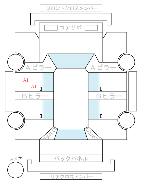 Body condition diagram (damage marks, Japanese labels)
