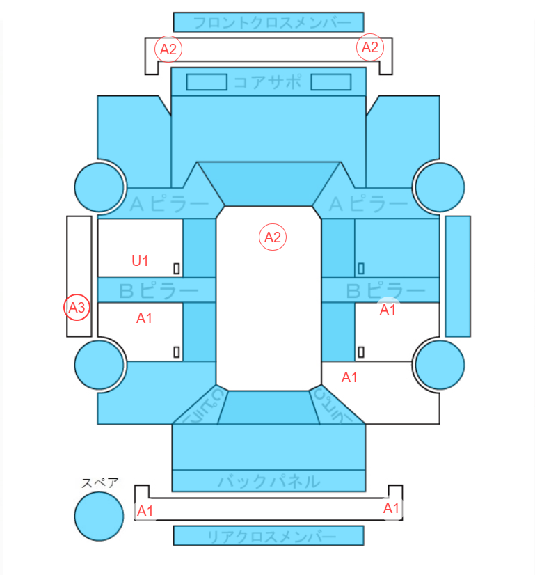 Body condition diagram (damage marks, Japanese labels)