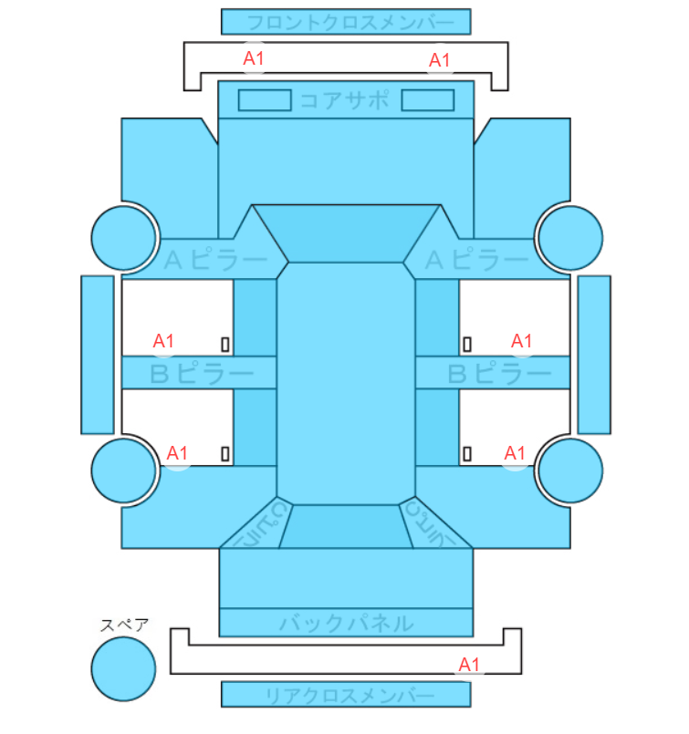 Body condition diagram (damage marks, Japanese labels)