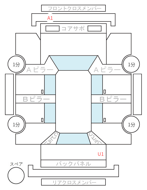 Body condition diagram (damage marks, Japanese labels)
