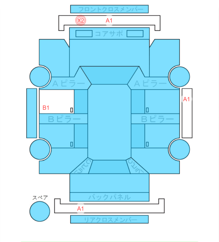 Body condition diagram (damage marks, Japanese labels)