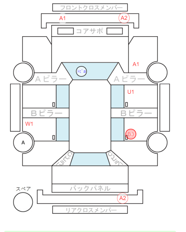 Body condition diagram (damage marks, Japanese labels)