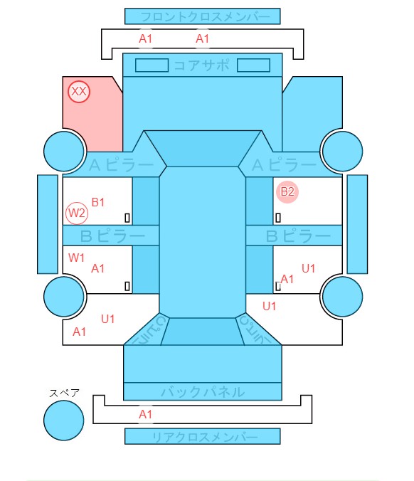 Body condition diagram (damage marks, Japanese labels)