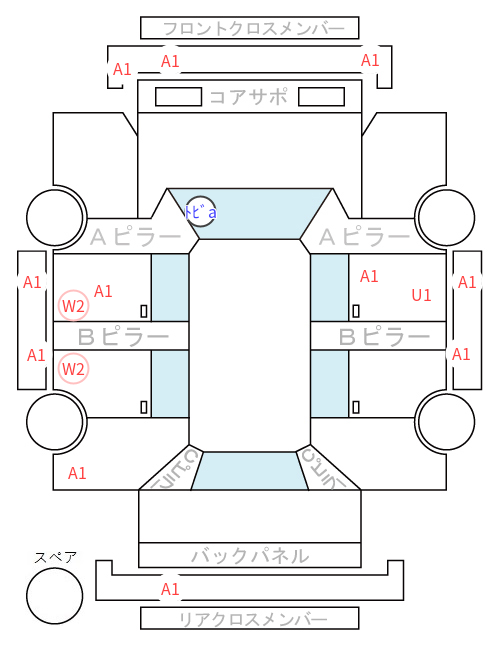 Body condition diagram (damage marks, Japanese labels)