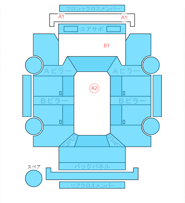 Body condition diagram (damage marks, Japanese labels)