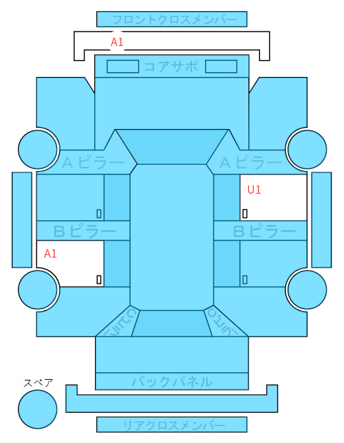 Body condition diagram (damage marks, Japanese labels)