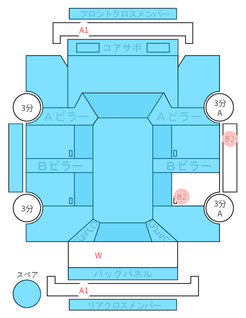 Body condition diagram (damage marks, Japanese labels)