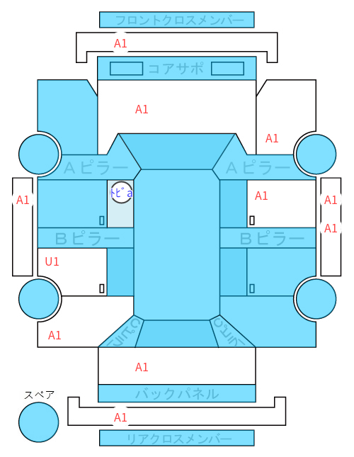 Body condition diagram (damage marks, Japanese labels)