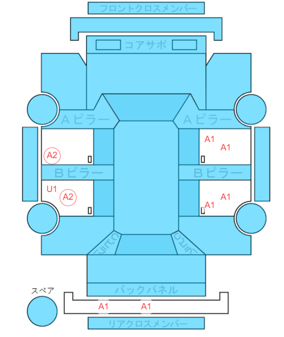Body condition diagram (damage marks, Japanese labels)