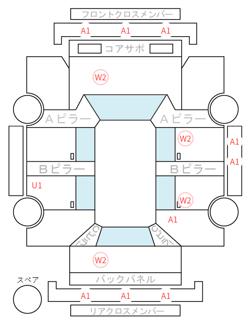 Body condition diagram (damage marks, Japanese labels)