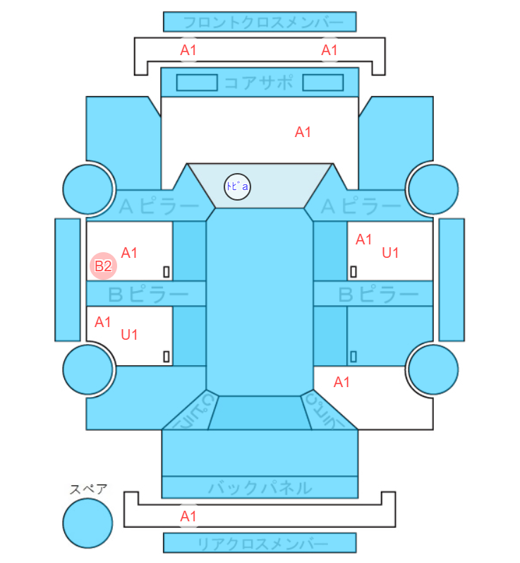 Body condition diagram (damage marks, Japanese labels)
