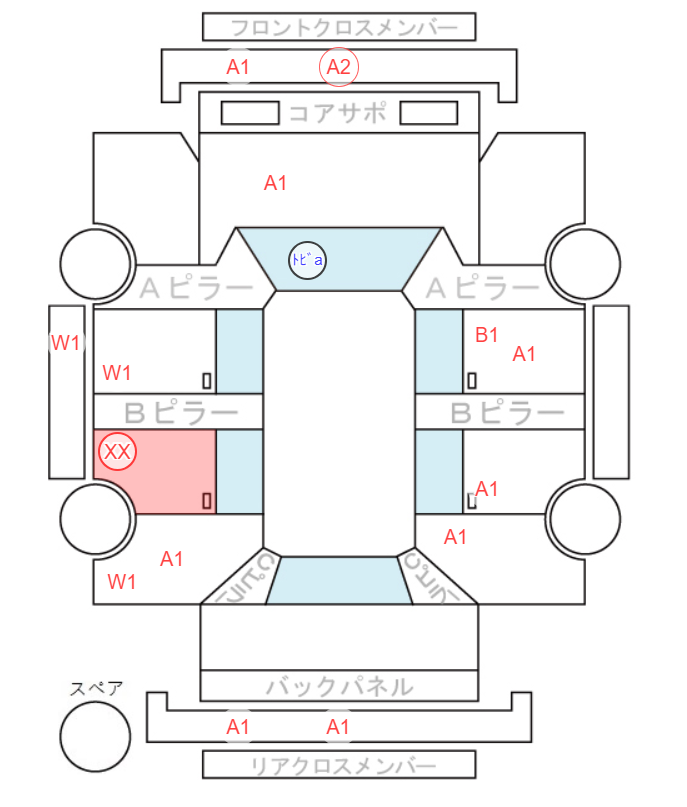 Body condition diagram (damage marks, Japanese labels)