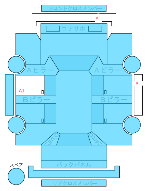 Body condition diagram (damage marks, Japanese labels)