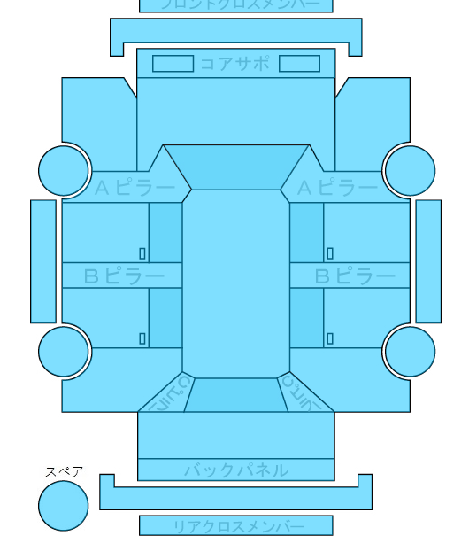 Body condition diagram (damage marks, Japanese labels)