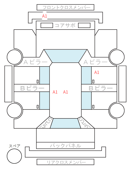 Body condition diagram (damage marks, Japanese labels)