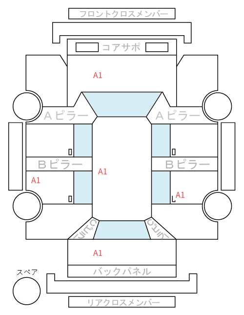 Body condition diagram (damage marks, Japanese labels)