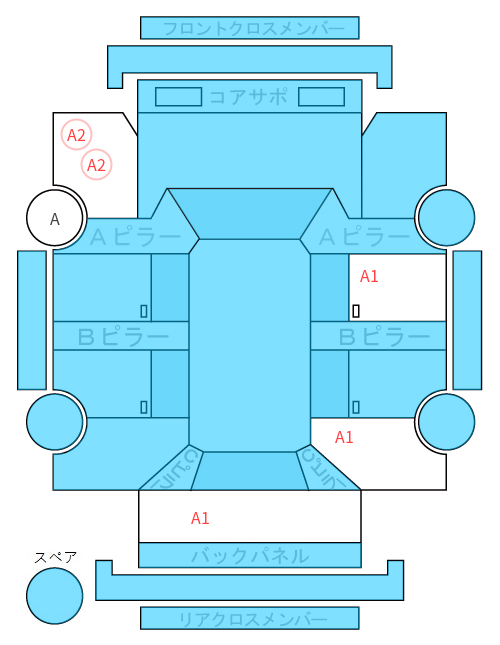 Body condition diagram (damage marks, Japanese labels)