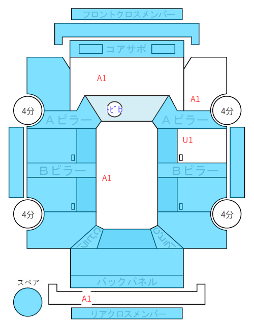 Body condition diagram (damage marks, Japanese labels)