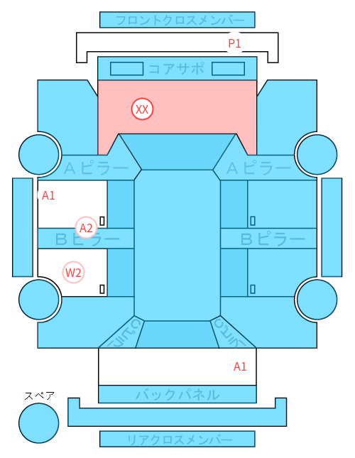 Body condition diagram (damage marks, Japanese labels)