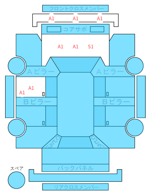 Body condition diagram (damage marks, Japanese labels)